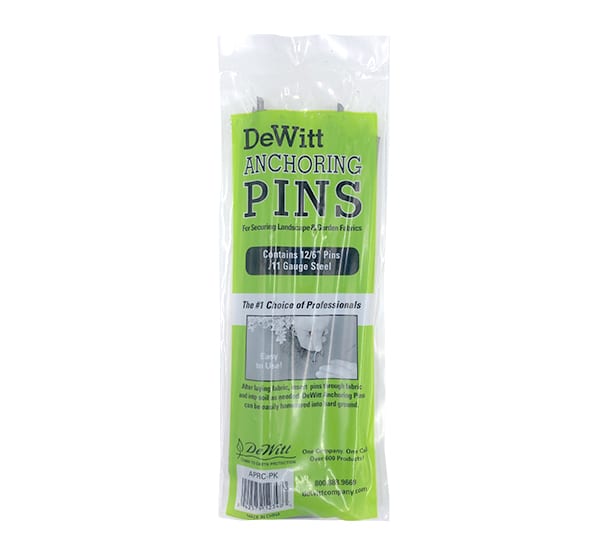 DeWitt Anchor Pins securely anchor landscape fabrics, erosion blankets, filter fabric, grass sod, ground cover and drip irrigation tubing. These special steel pins are angled at the ends for faster and easier installation. Use our pins to permanently and professionally anchor all of our fabrics.