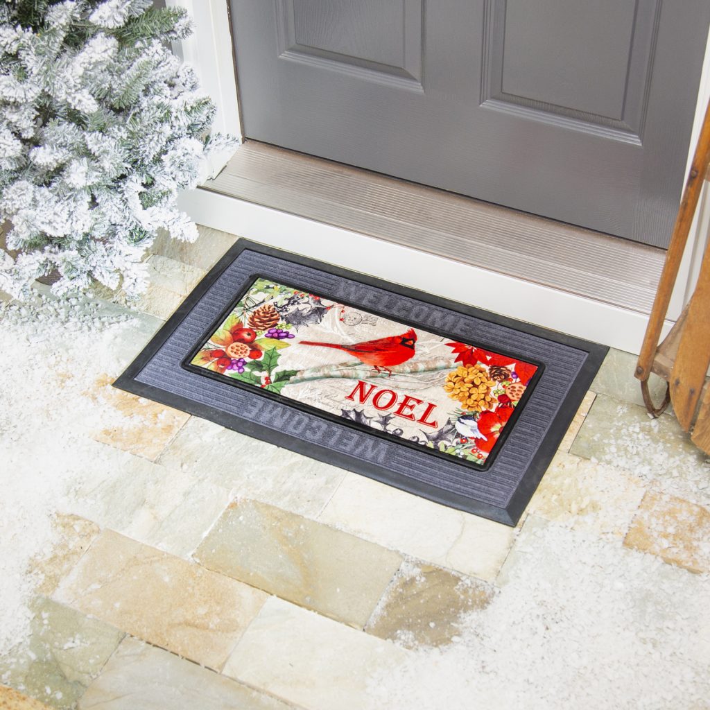 Noel cardinal door mat for sale in online Christmas store